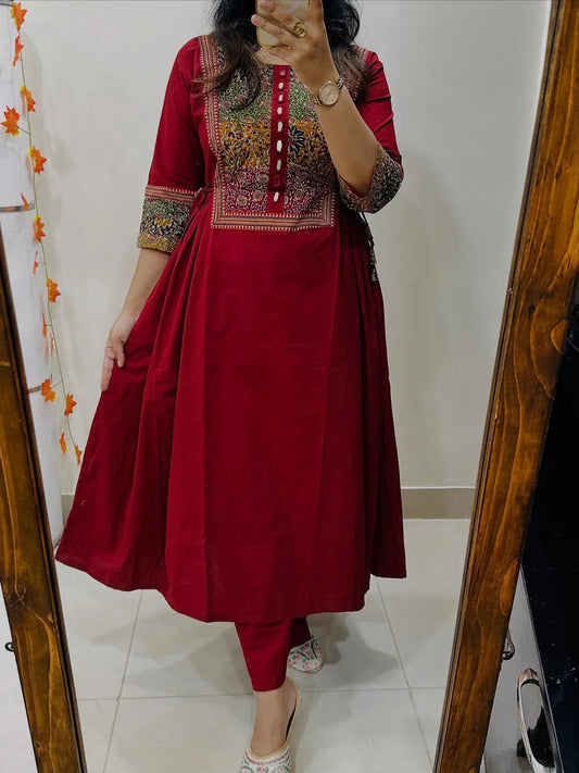 Designer Heavy Kurti Palazzo Set in Premium Cotton Fabric