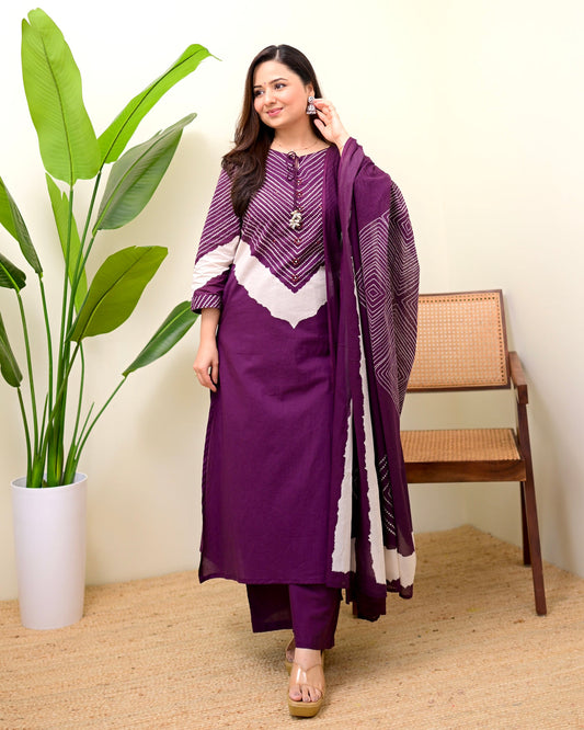 Jamuni Bandhej Muse Cotton Palazzo Suit